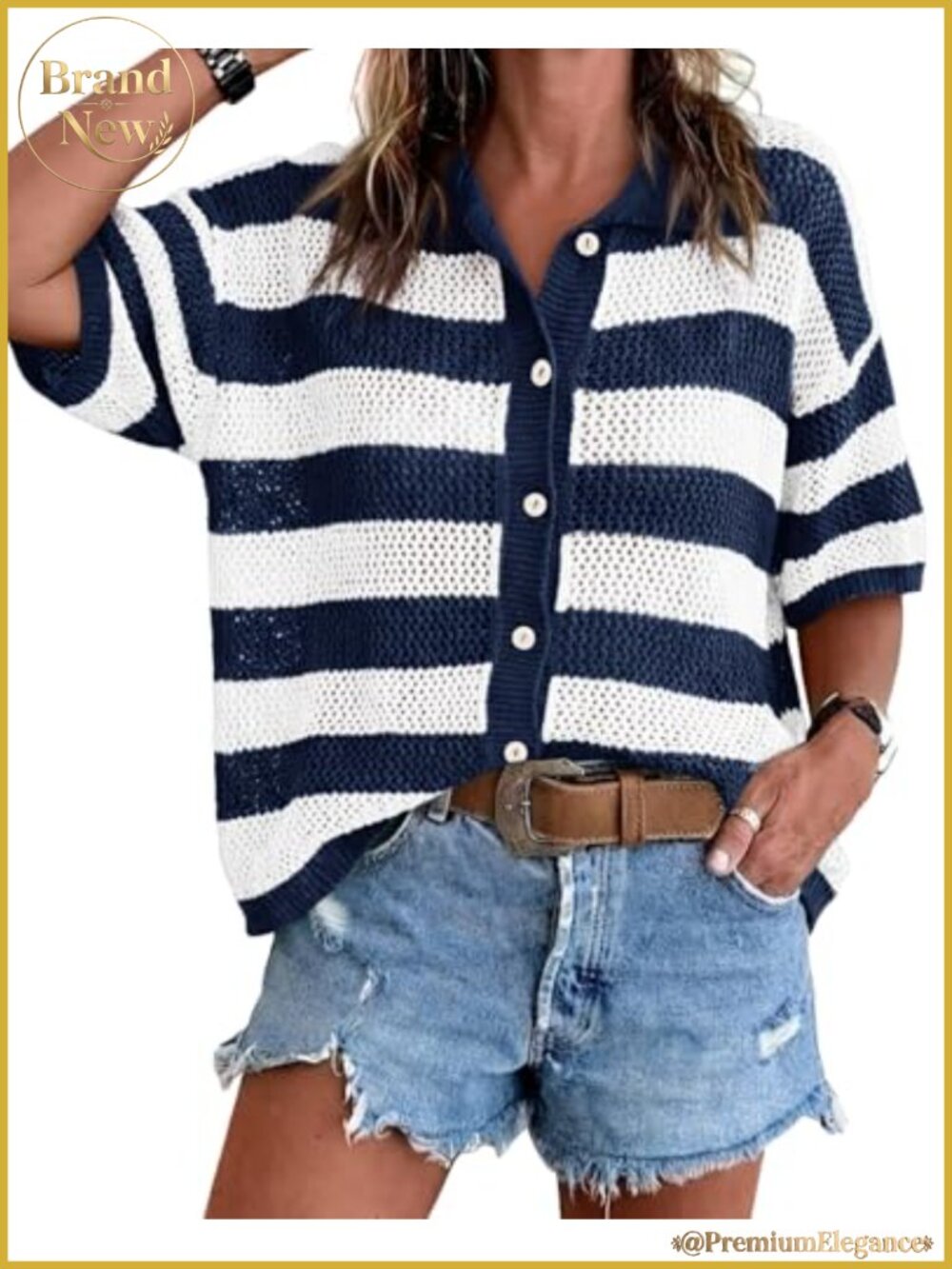 Women's Crochet Knit Cardigan, Button Front Lightweight Cover Up